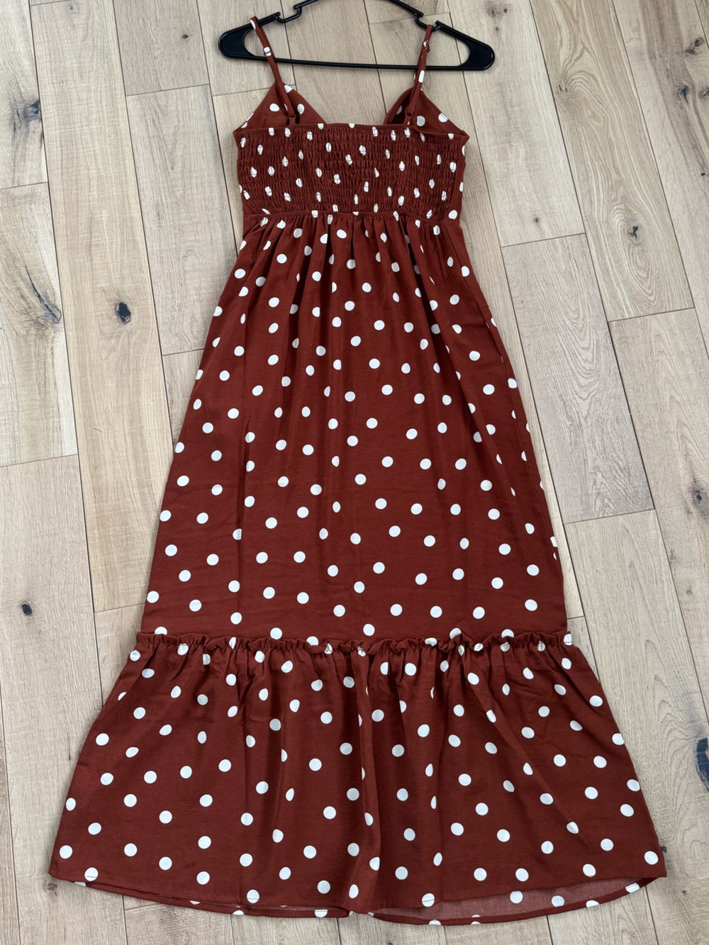 Monteau Rust Polka Dot Midi Dress with Ruffle Hem - Picture 4 of 4